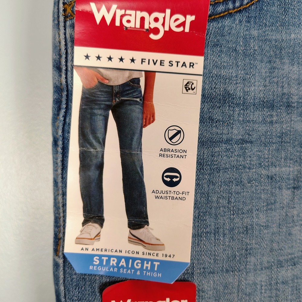 Wrangler Five Star Boys Classic Straight Jeans Blue 14 Regular NWT 112373977 - Picture 3 of 8